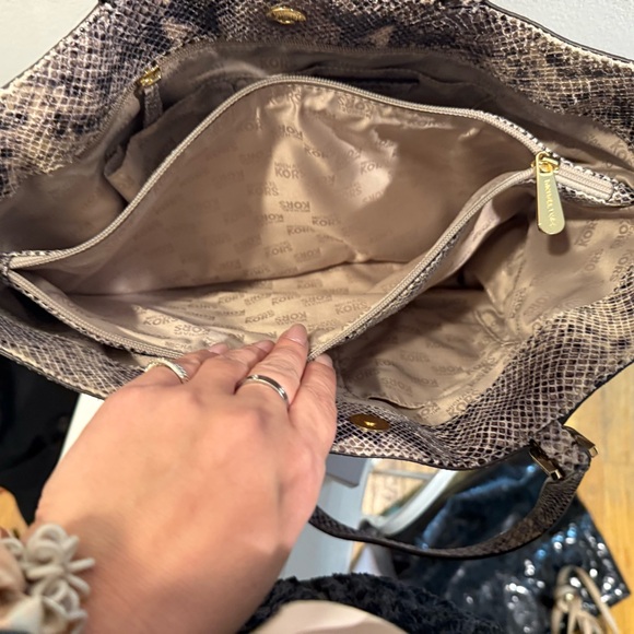 Michael Kors Python Print Tote - Tan and Black - Picture 7 of 7
